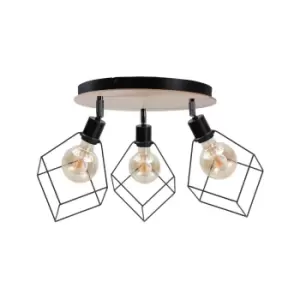 image of Ruben Ceiling Spotlight Clusters Wood, 32cm, 3x E27