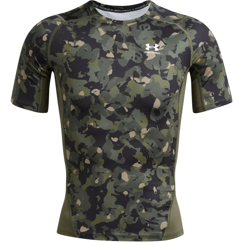 Image of Under Armour HeatGear Printed Short Sleeve Mens - Green Green M