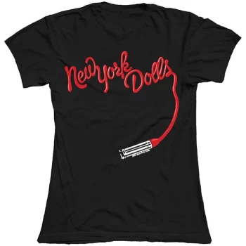 Image of New York Dolls - Lipstick Logo Womens Large T-Shirt - Black