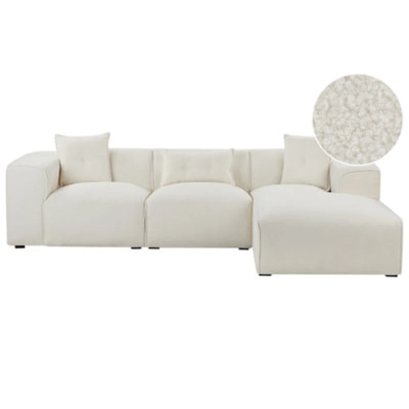 Image of Beliani Corner Sofa 3 Seater Dolva Boucle Off-White Left Hand