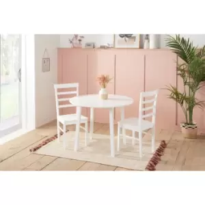 Image of Pickworth Round Dining Set with 2 Upton Chairs White - White