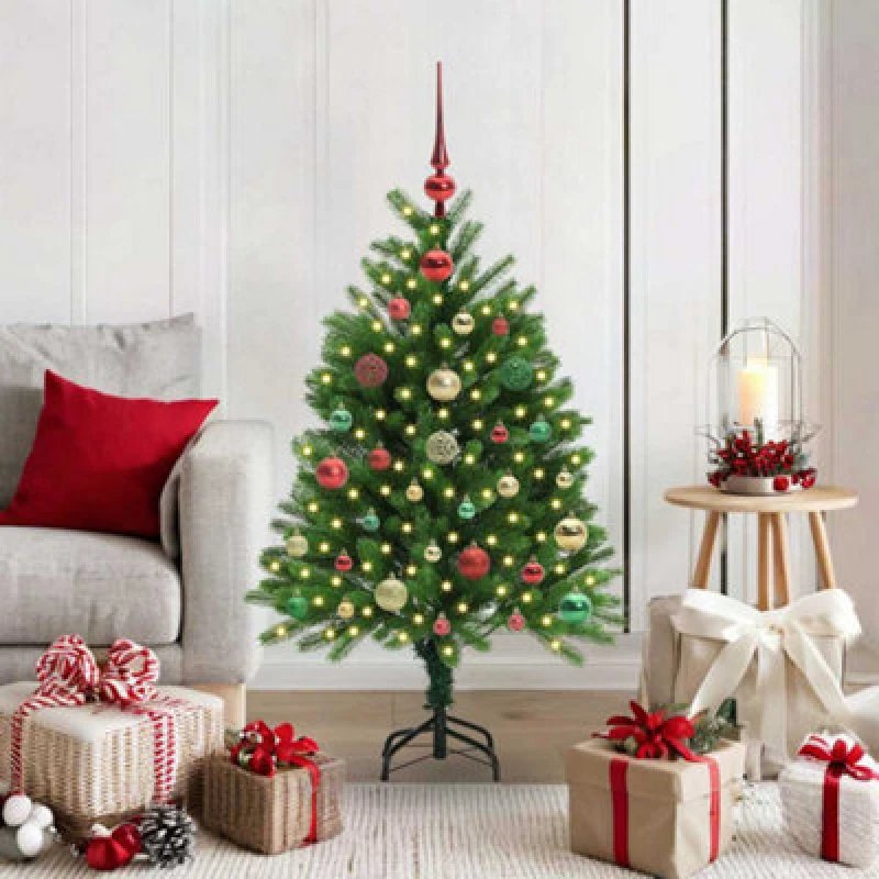 Image of vidaXL Christmas Tree with 150 LEDs with Stand Green 120cm PE, Green 3396317