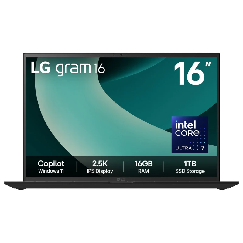 Image of LG Gram 16Z90T-G 16" Hybrid AI Laptop - Intel Core Ultra 7 255H, 1TB SSD, 16GB RAM - Black - [2025] 16Z90T-G.AA78A1