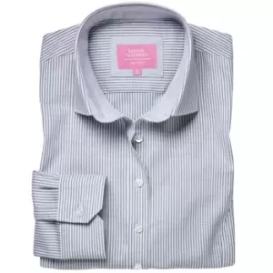 image of Brook Taverner Womens/Ladies Mirabel Striped Oxford Stretch Shirt (16 UK) (Silver Grey)