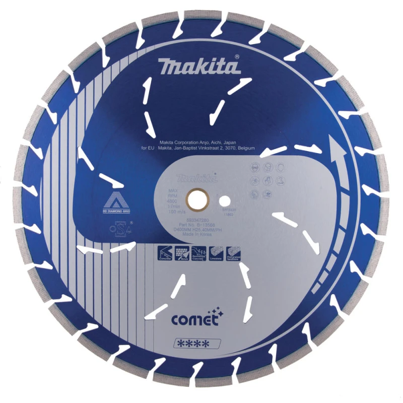 Image of Makita Comet Dry and Wet Diamond Cutting Disc B-13568 Diameter: 400mm