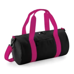 Image of Bagbase Mini Barrel Bag (One Size) (Black/Fuchsia)
