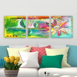 Image of DRPRC11 Multicolor Decorative Canvas Painting (3 Pieces)