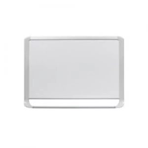 image of Bi-Office Mastervision Magnetic Whiteboard Aluminium and Shiny Grey Plastic Frame 1800 x 1200 mm