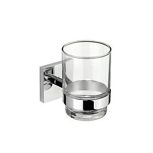 image of Croydex Chester Chrome Flexi-Fix Toothbrush Holder & Tumbler