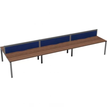 Image of 6 Person Double Bench Desk 1200X780MM Each - Silver/Dark Walnut
