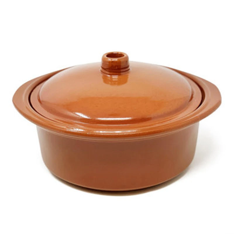 Image of Verano Spanish Ceramics El Toro Glazed Terracotta Brown Kitchen Dining Lidded Casserole Dish 2.5L