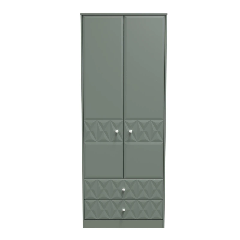Image of Toledo 2 Door 2 Drawer Wardrobe In Reed Green (Ready Assembled)