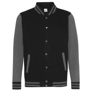 Image of Awdis Unisex Varsity Jacket (M) (Jet Black/Charcoal)
