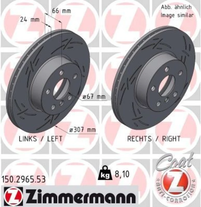 Image of ZIMMERMANN Brake disc ZIMMERMANN 150.2965.53