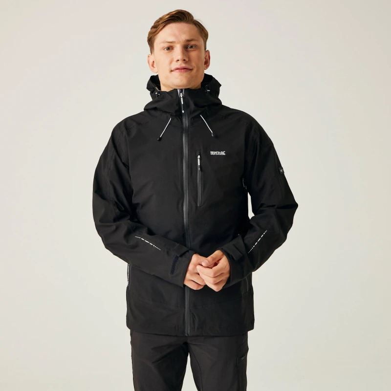Image of Regatta Mens Okara Full Zip Waterproof Breathable Jacket XXL - Chest 46-48' (117-122cm) Black RMW400-800-XXL