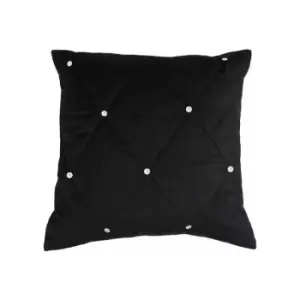 Image of Riva Paoletti New Diamante Quilted Cushion Cover, Black, 45 x 45 Cm