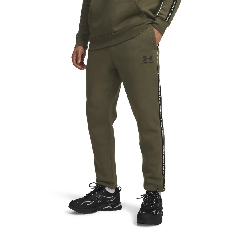 Image of Under Armour Mens Icon Taping Closed Hem Fleece Joggers Green/Black male L