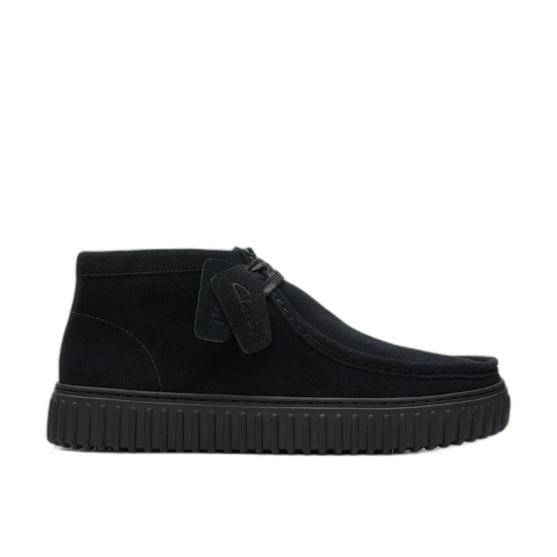 Image of Clarks Torhill Hi Suede Mens Lace Up Boots - Black - Size:UK 10.5