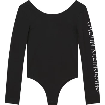 image of Calvin Klein Jeans Shadow Long Sleeve Bodysuit - CK BLACK BEH