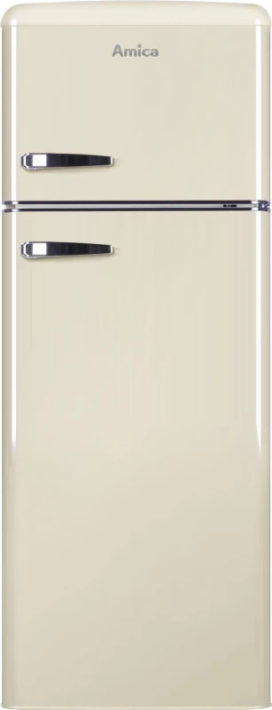 Image of Amica FDR2213C/1 144cm 80/20 Small Fridge Freezer - Satin Beige - E Rated
