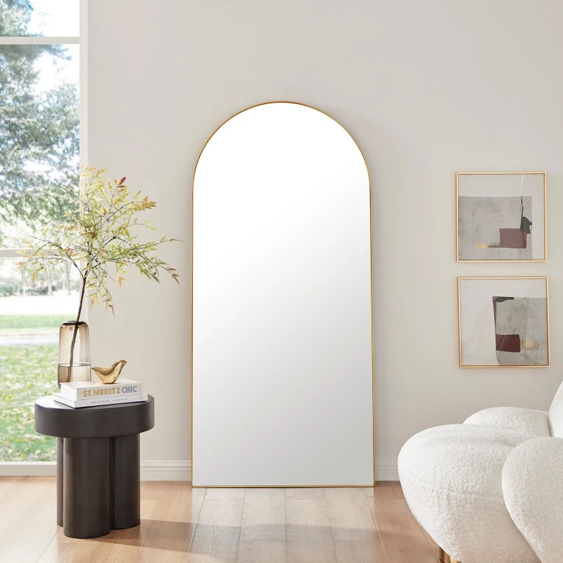 Image of FurnitureboxUK FurnitureboxUK Ottilie Large Full Length Arch Decorative Wall Mirror in Gold Gold One Size Unisex 5056542693267