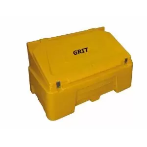 Image of Heavy Duty Polyethylene Grit Bin cw 2x Hasp 400L Yellow GCB400
