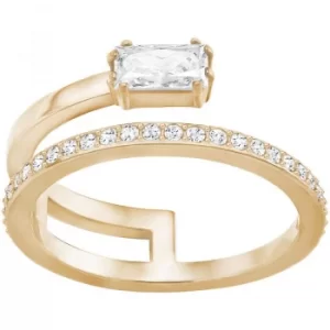 Image of Ladies Swarovski Rose Gold Plated Size L Gray Ring
