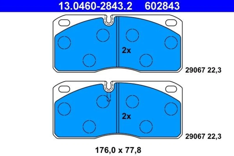 Image of ATE 13.0460-2843.2 Brake pad set excl. wear warning contact Brake Pad Set,disc brake (402)