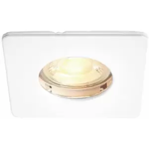 image of Loops - IP65 Bathroom Slim Square Ceiling Downlight Matt White Recessed GU10 LED Lamp