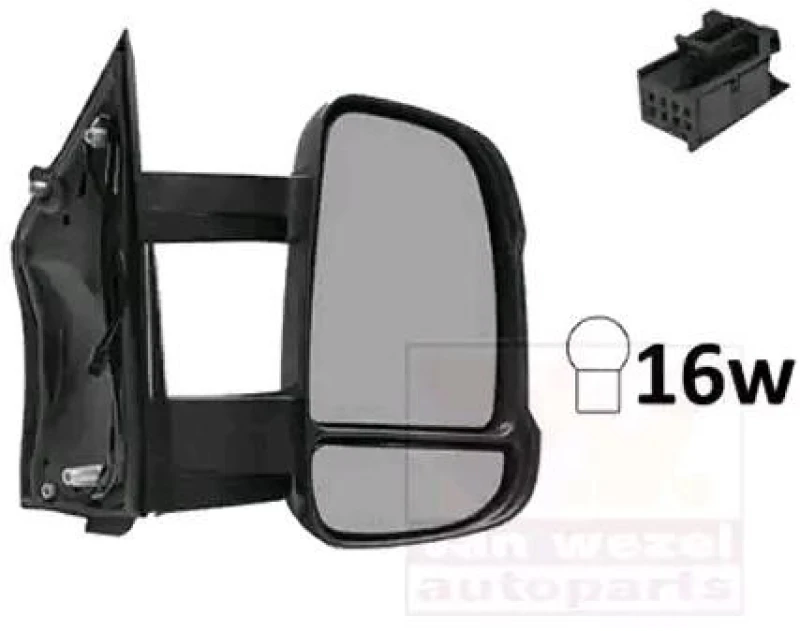 Image of VAN WEZEL 1651812 Wing mirror * HAGUS * Right, black, Mid-sized mirror arm Outside Mirror (50)