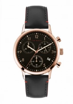 Image of Ted Baker Mens Cosmop Black Leather Strap Black Watch