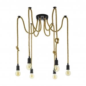 image of Eglo Rampside 6 Light Spider Chandelier - Natural