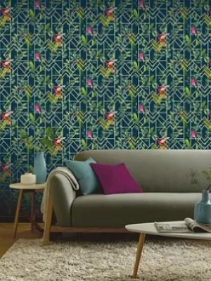 image of Arthouse Deco Tropical Navy/Gold