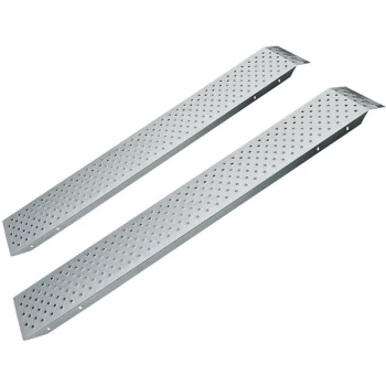 Image of Loading Ramps 150 x 22.5cm Steel Access Ramp Set 2 Pieces 400 Kg ATV Quad Motorcycle Lawnmower Scooter Machinery Heavy Duty - Deuba