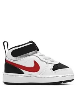 image of Nike Court Borough Mid 2 Infant - White/Red, Size 7.5 Younger