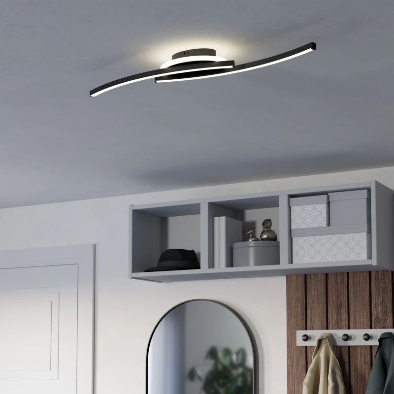 Image of EGLO Lungolago Black Steel Minimalist Ceiling Light Black