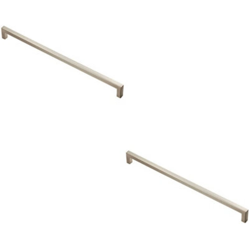 Image of Loops 2x Square Block Handle Pull Handle 330 x 10mm 320mm Fixing Centres Satin Nickel Metallics unisex