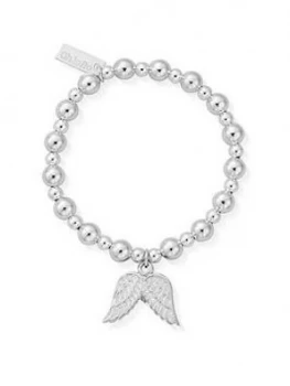 image of ChloBo Childrens Sterling Silver Mini Small Ball Double Angel Wing Bracelet - Silver