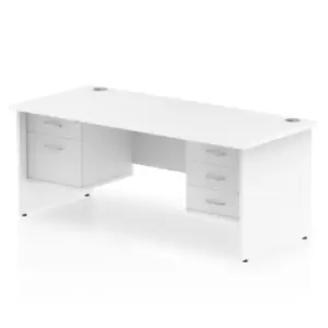 image of Impulse 1600 Rectangle Panel End Leg Desk White 1 x 2 Drawer 1 x 3 Drawer Fixed Ped