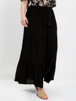 Image of Evans Black Tiered Maxi Skirt, Black, Size 28, Women
