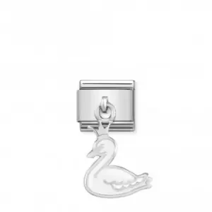 image of Nomination Composable Classic Charm Enamel Swan Crown Link 331805/04