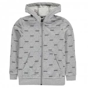 image of adidas All Over Print Zip Hoody Junior Boys - Grey/Black