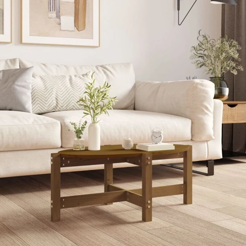 Image of Vidaxl Coffee Table Honey Brown 87X48X35cm Solid Wood Pine, Brown 822325