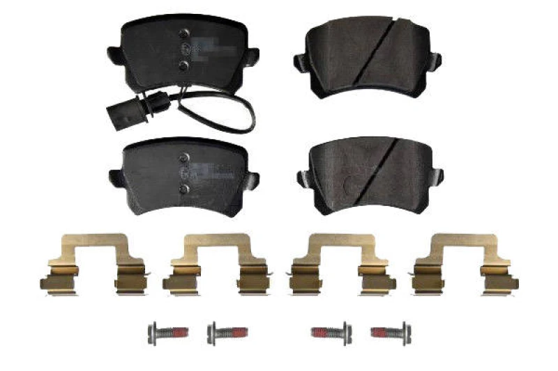 Image of SWAG 33 10 5313 Brake pad set Rear Axle, incl. wear warning contact, with fastening/mounting material, with fastening material Brake Pad Set,disc bra