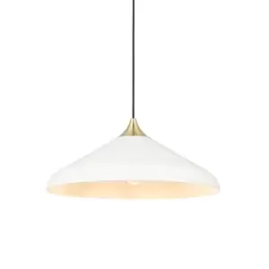 image of Milan Single Pendant Ceiling Lamp, Warm White, Brushed Brass Plate