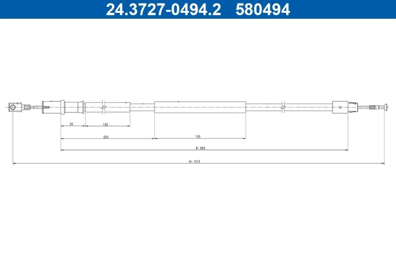 Image of ATE 24.3727-0494.2 Brake Cable 1013mm Cable,parking brake (124)