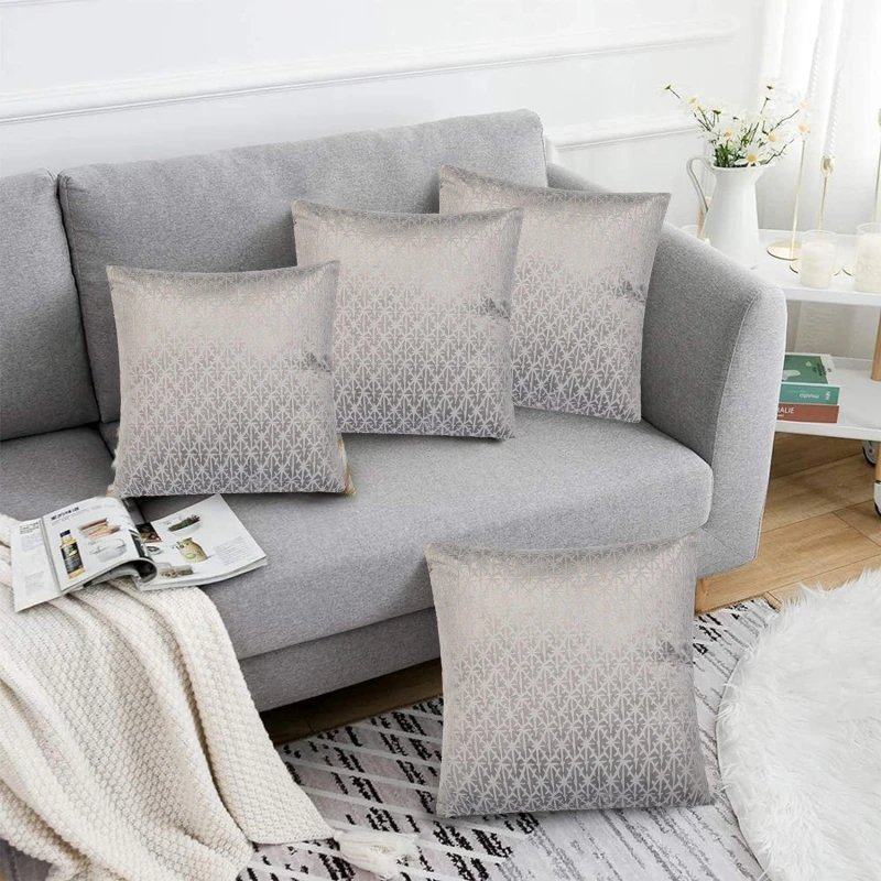 Image of Alan Symonds Textured Velvet Cushion Set of 4 Silver unisex 45x45cm
