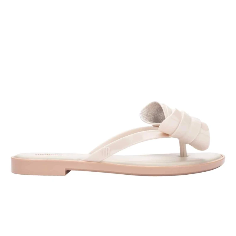 Image of Melissa Shoes Womens Melissa Slim V Flip-Flops in Beige Size: 6 Beige Female 6
