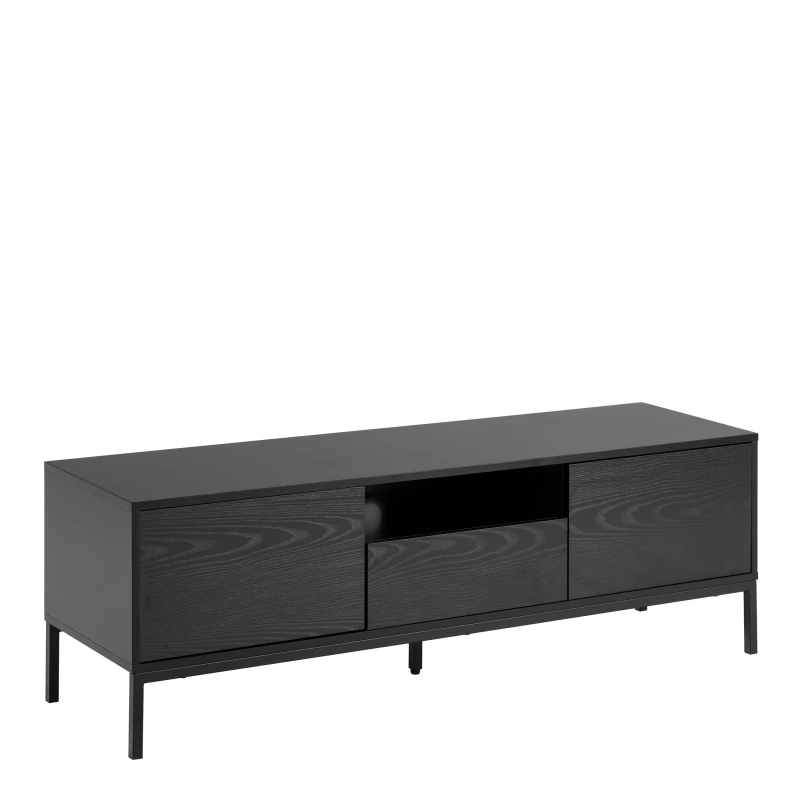 Image of Furniture To Go Seaford 2 Door 1 Drawer TV Unit in Ash Black Unisex