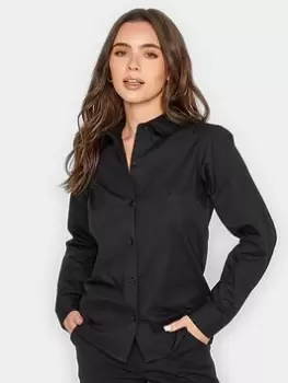 image of PixieGirl Petite Fitted Cotton Shirt, Black, Size 12, Women